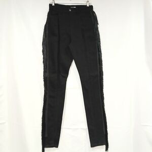 Black Fringe Skinny Jeans Women's Tall Size 13 Stretch Denim Fishnet Cutouts